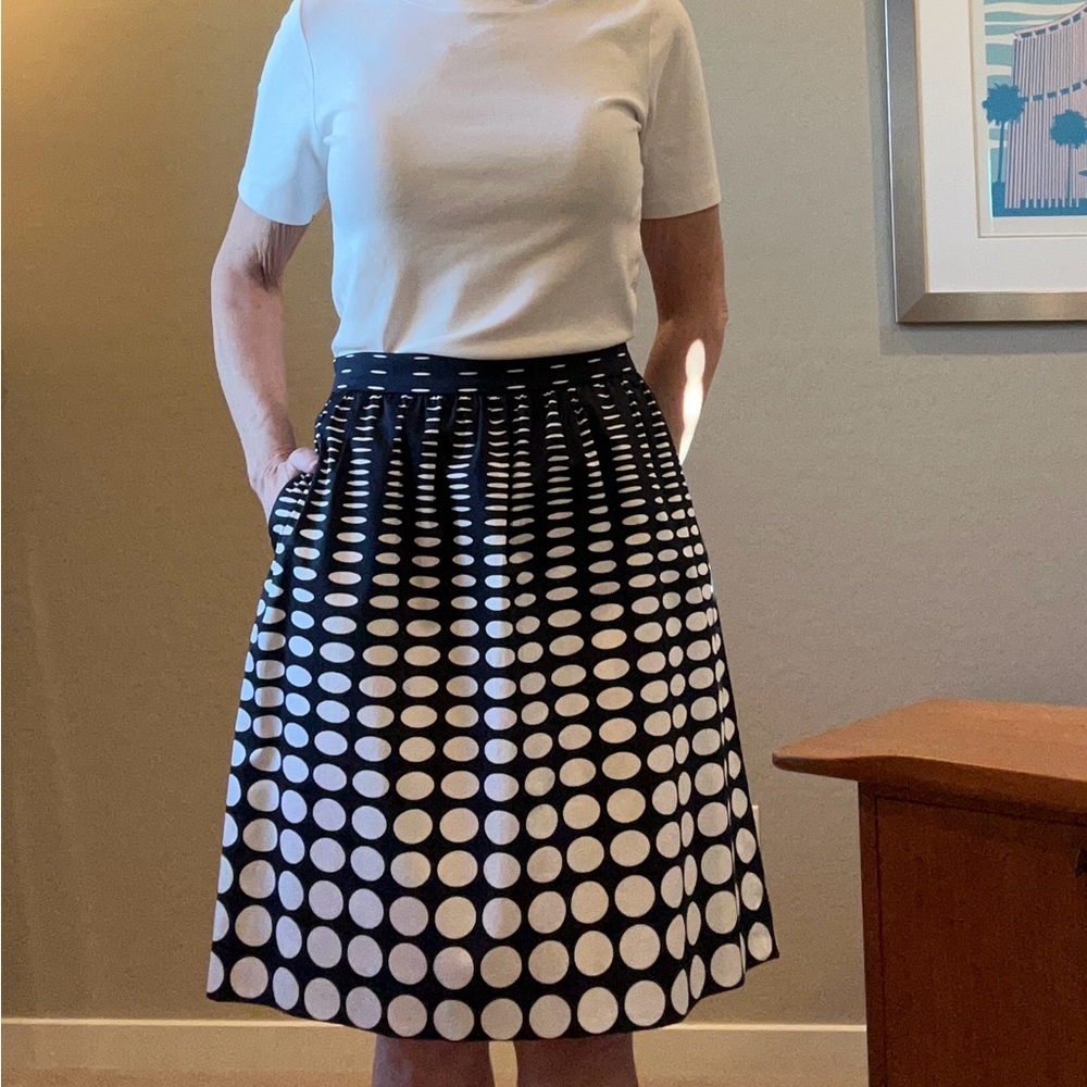 J. Crew Polka Dot A-Line Skirt with Pockets, Size 12